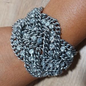 Stella & Dot Petra Rhinestone Embellished Chunky Braided Chain Bracelet